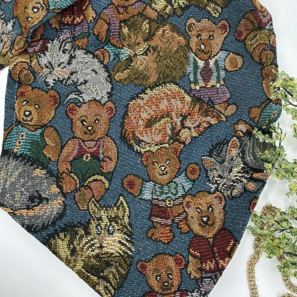 Vintage Tapestry Bear Print Table Runner 50in Long